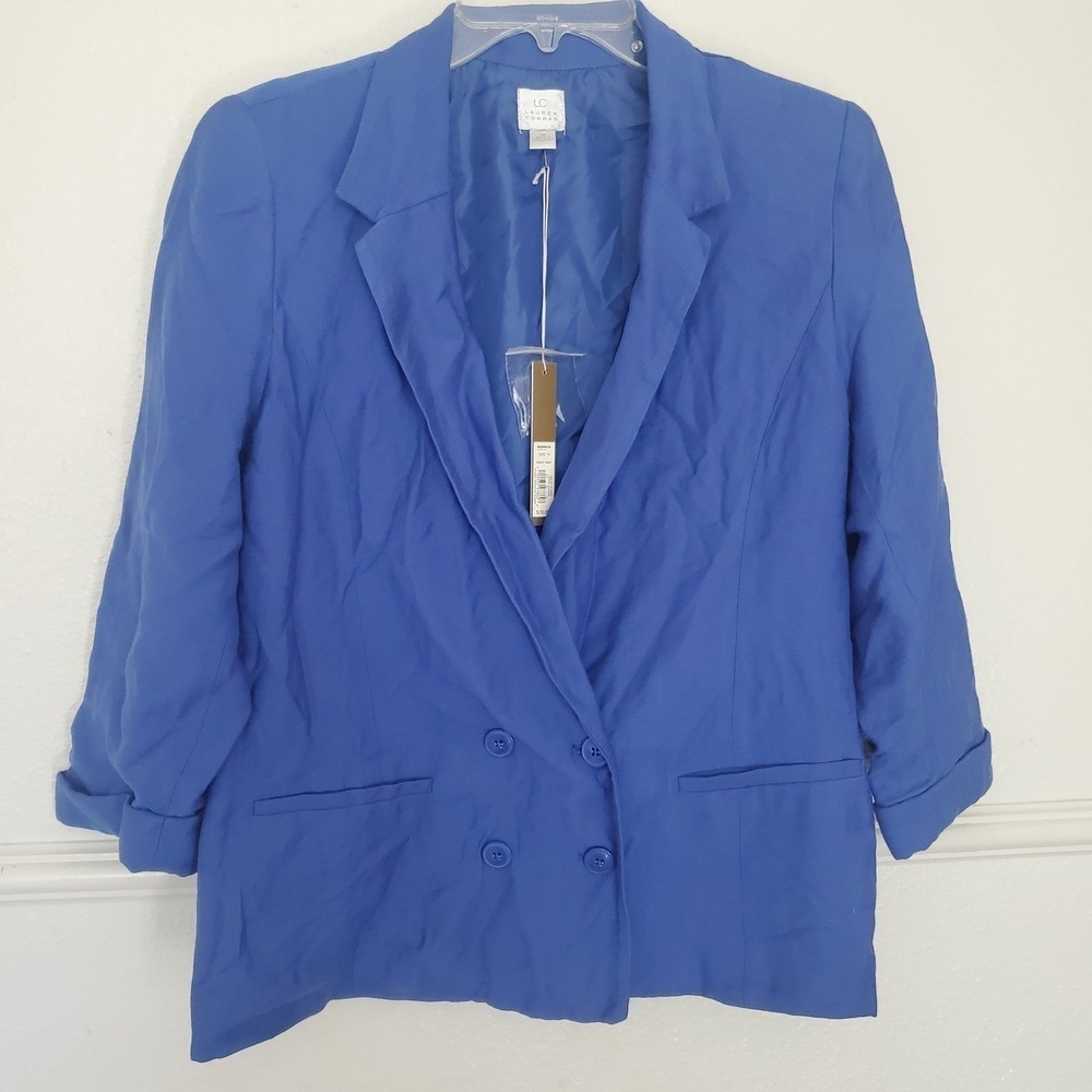 LC Lauren Conrad Women's Size 10 Bright Night Blue Double Breasted Blazer NWT